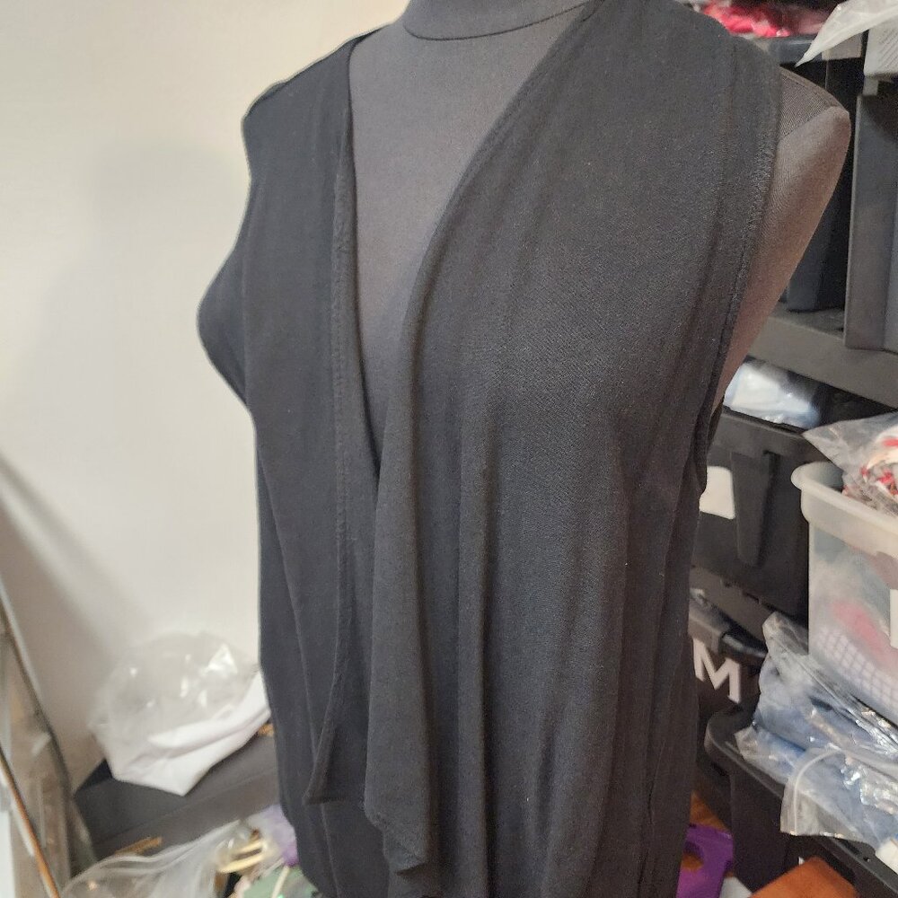 Dairi Fashion drape vest black NWT sleeveless Cotton blend Career Work